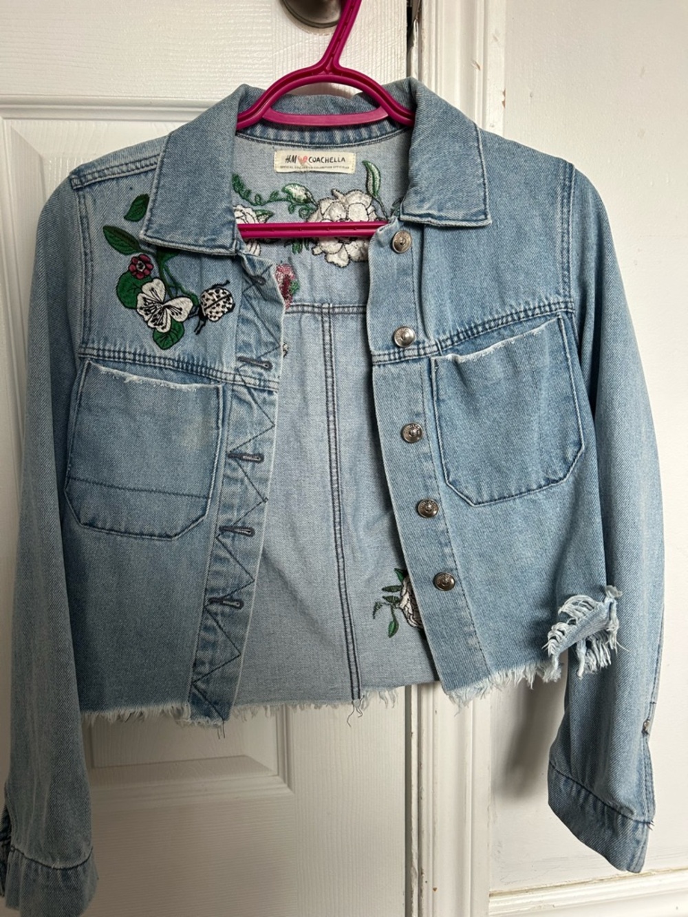 Light Blue Embroidered Denim Jacket
